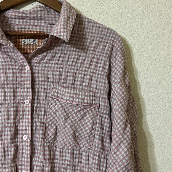 Intimately Free People Checked Out Sleep Shirt Pink Check Oversized Women’s M - Picture 3 of 6